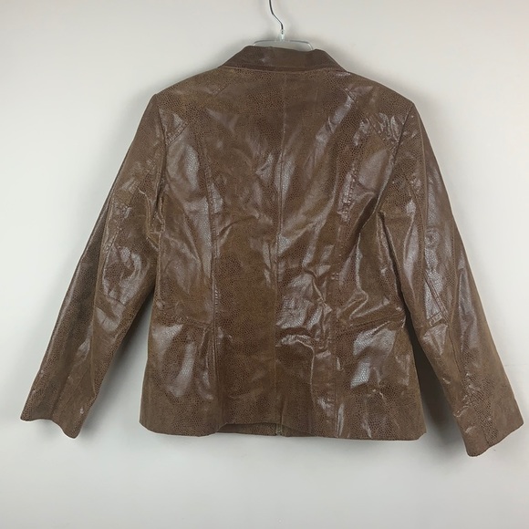 Preston & York Snake Print Front Zip Leather Jacket - Picture 6 of 8